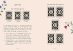 Pages from a book on tarot cards with card layouts and text.