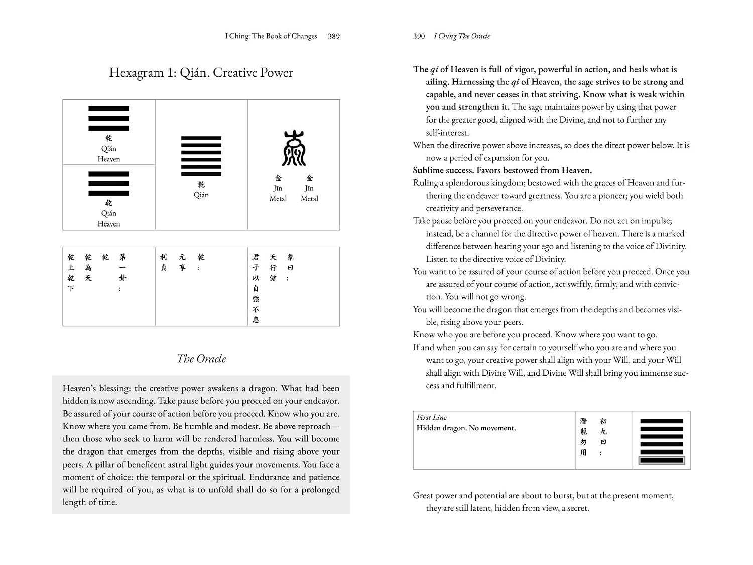 Page from a book about the I Ching with text and symbols