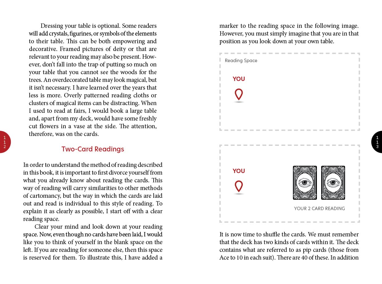Page from a book about tarot card reading with text and diagram