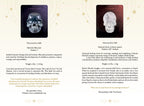 Two tarot cards with skull designs on a decorative background
