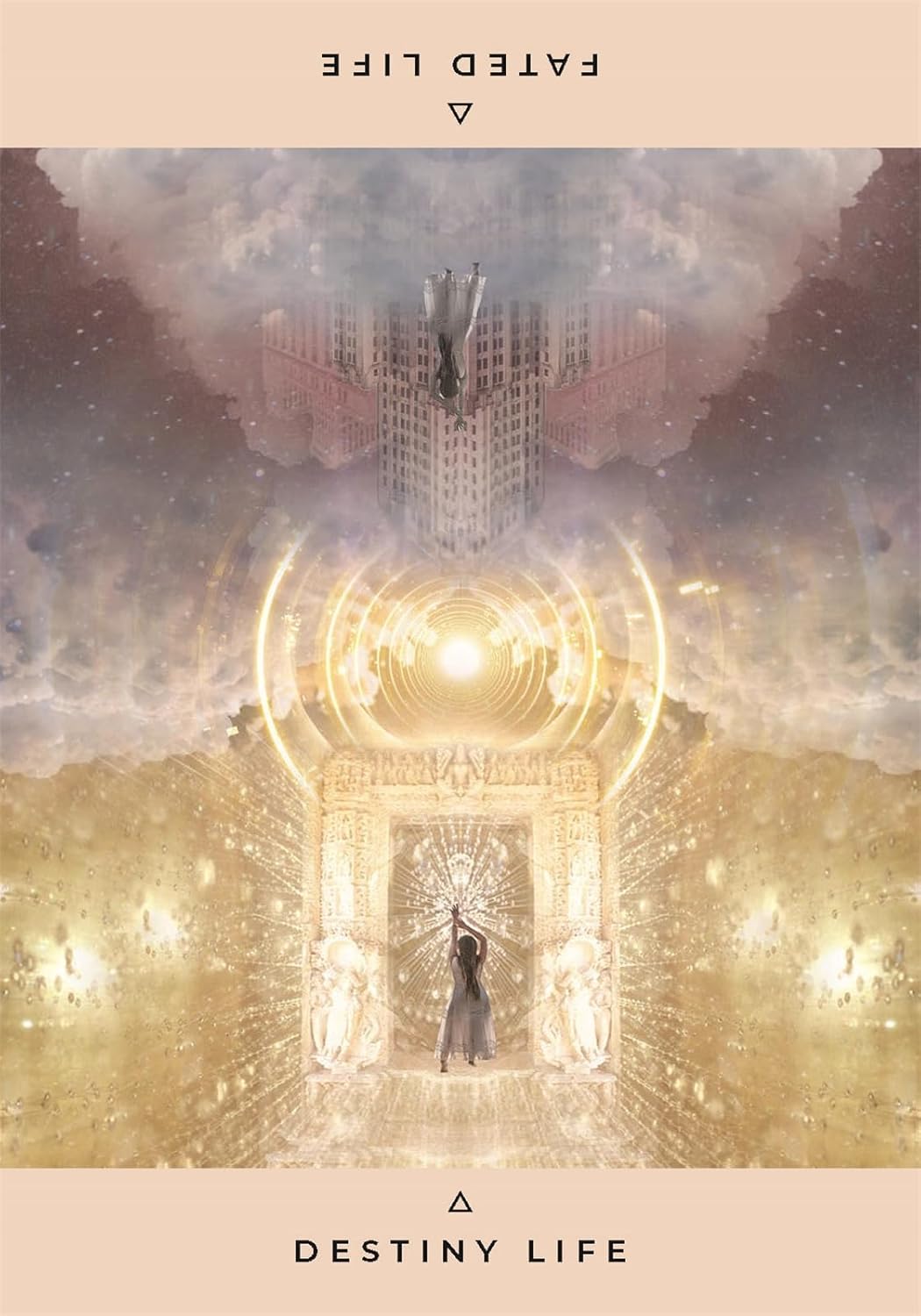 Album cover with a central structure, clouds, and text at the top and bottom.