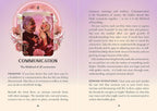 Card from a tarot or oracle deck with two people and flowers, titled 'Communication'.