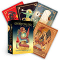 Storyteller's Tarot cards with colorful designs and a book titled 'The Storyteller's Tarot' by David DePasquale.