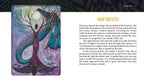 Magical book illustration with a dragon and a high priestess, accompanied by text.