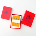 Red Oracle Deck packaging with a card showing 'Protection' on a white background