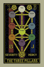 Decorative poster with geometric design and text on a beige background