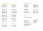 Table of contents for a card game, listing cards and their descriptions.