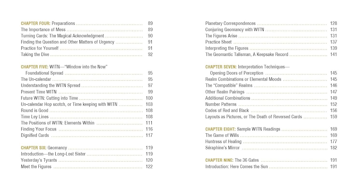 Table of contents for a book or document with chapter titles and page numbers.