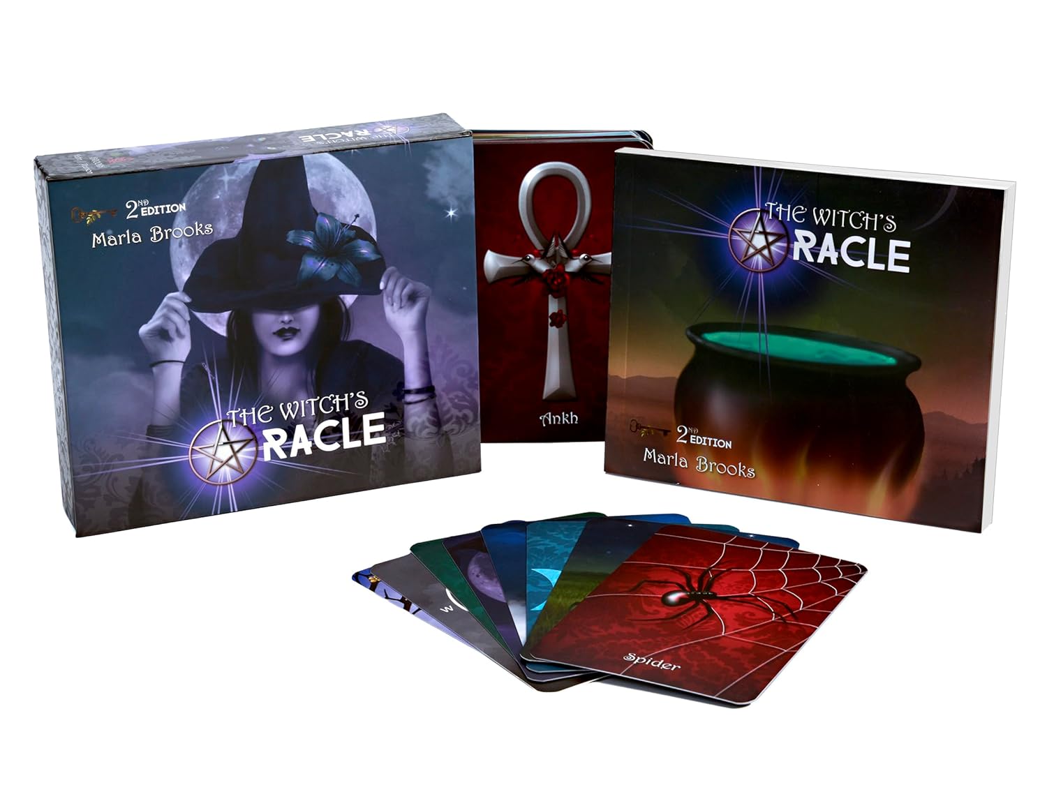Witch's Oracle card set with packaging on a white background
