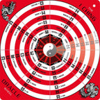Oral I Ching Oracle Wheel with yin and yang symbol on a red background