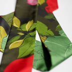 Skinny Silk Scarf / Tarot Tie - Secret Peony Garden
