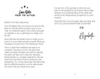 Pages from a guidebook with text and a signature, featuring a white background.