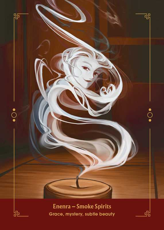 Artistic depiction of smoke swirling around a wooden base with a warm background.