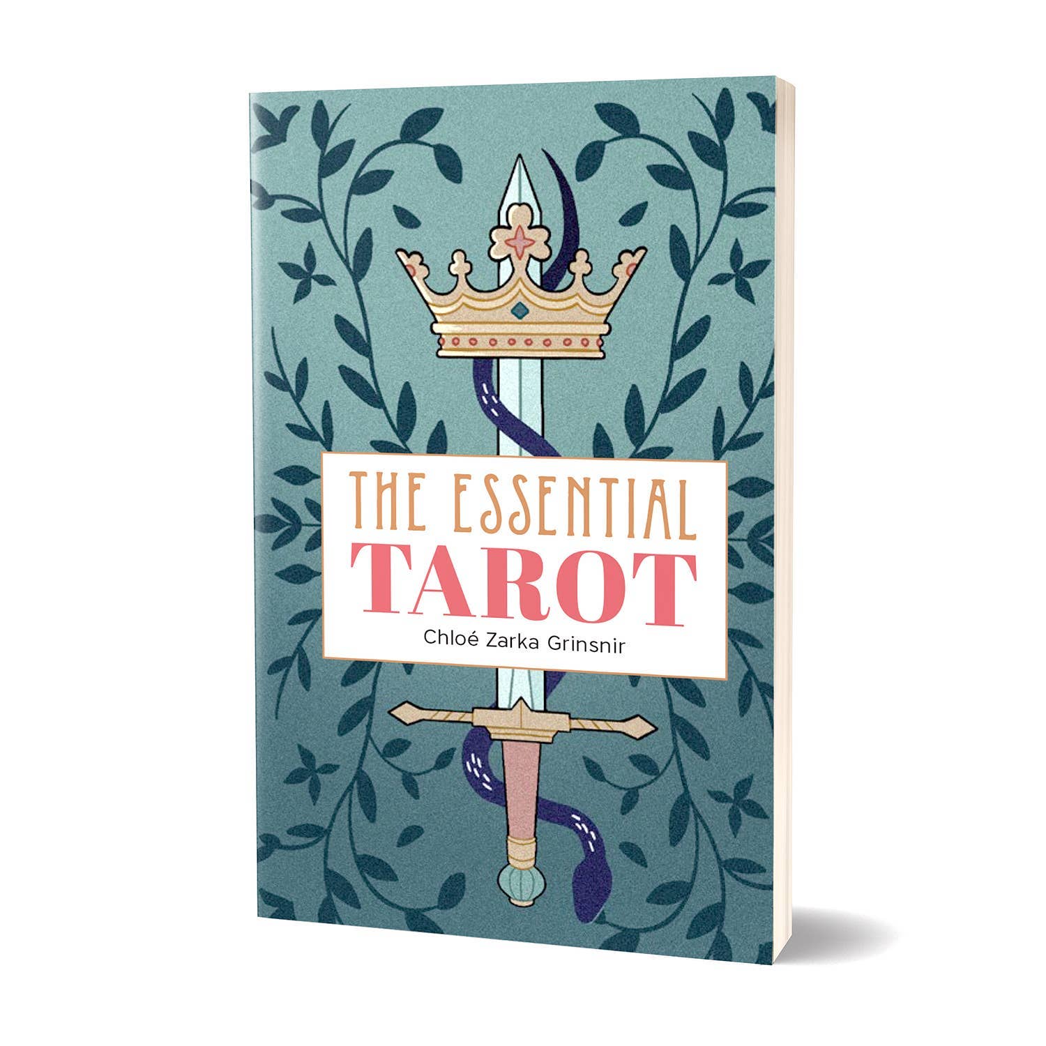 Book cover of 'The Essential Tarot' with a sword and crown design on a blue background.