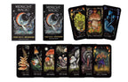 Collection of 'Midnight Magic' tarot cards with mushroom-themed artwork on a white background.