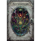 Cover of 'Necronomicon' with intricate design and text on a white background
