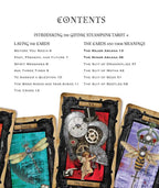 Gothic Steampunk Tarot book with tarot cards and table of contents on a white background