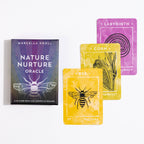 Nature Nurture Oracle card set with cards and packaging on a white background