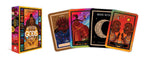 Set of tarot cards with colorful designs and 'African Gods' text on a white background