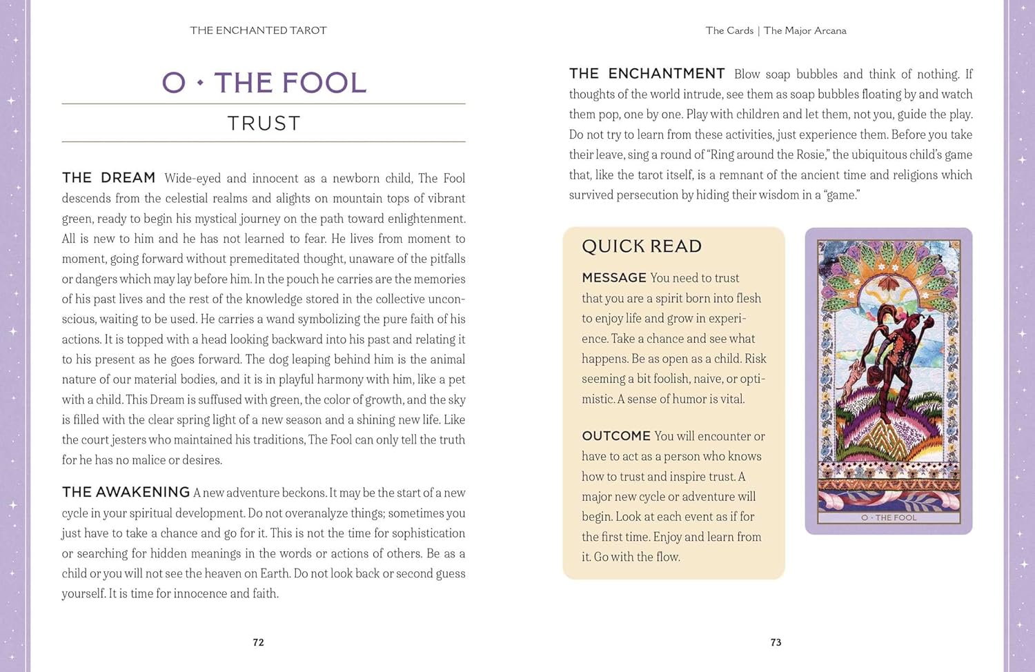 Page from a book or magazine featuring tarot card information and artwork.