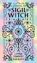 Book cover of 'A Guide for the Sigil Witch' with sigil designs and a rainbow gradient background.