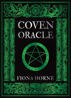 Book cover of 'Coven Oracle' by Fiona Horne with green pentacle symbol on a black background