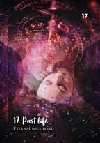 Two people embracing with a cosmic background and text '17. Past life Eternal Soul Bond' on a dark background.