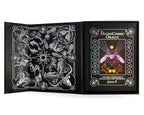 Open book displaying astrological symbols and a cover with a owl and geometric design, titled 'MicroCosmic Oracle'.