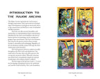 A printed page from a book or booklet titled 'INTRODUCTION TO THE MAJOR ARCANA' with paragraphs of text on the left and two colorful tarot card illustrations labeled 'THE MAJOR ARCANA' on the right. The page includes page numbers 12 and 75 at the bottom.