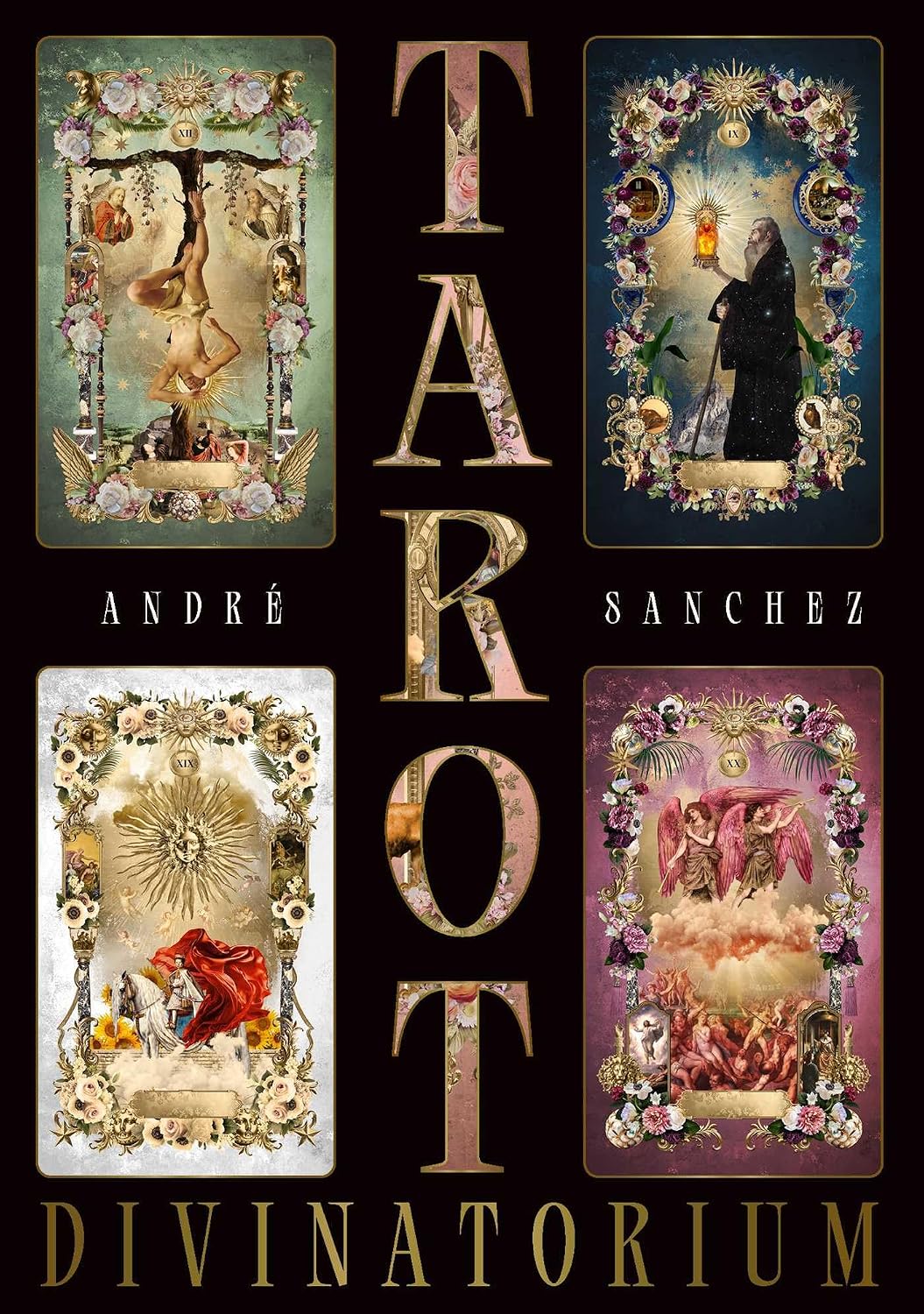 Cover of 'Tarot Divinatorium' by Andre Sanchez featuring tarot card designs.