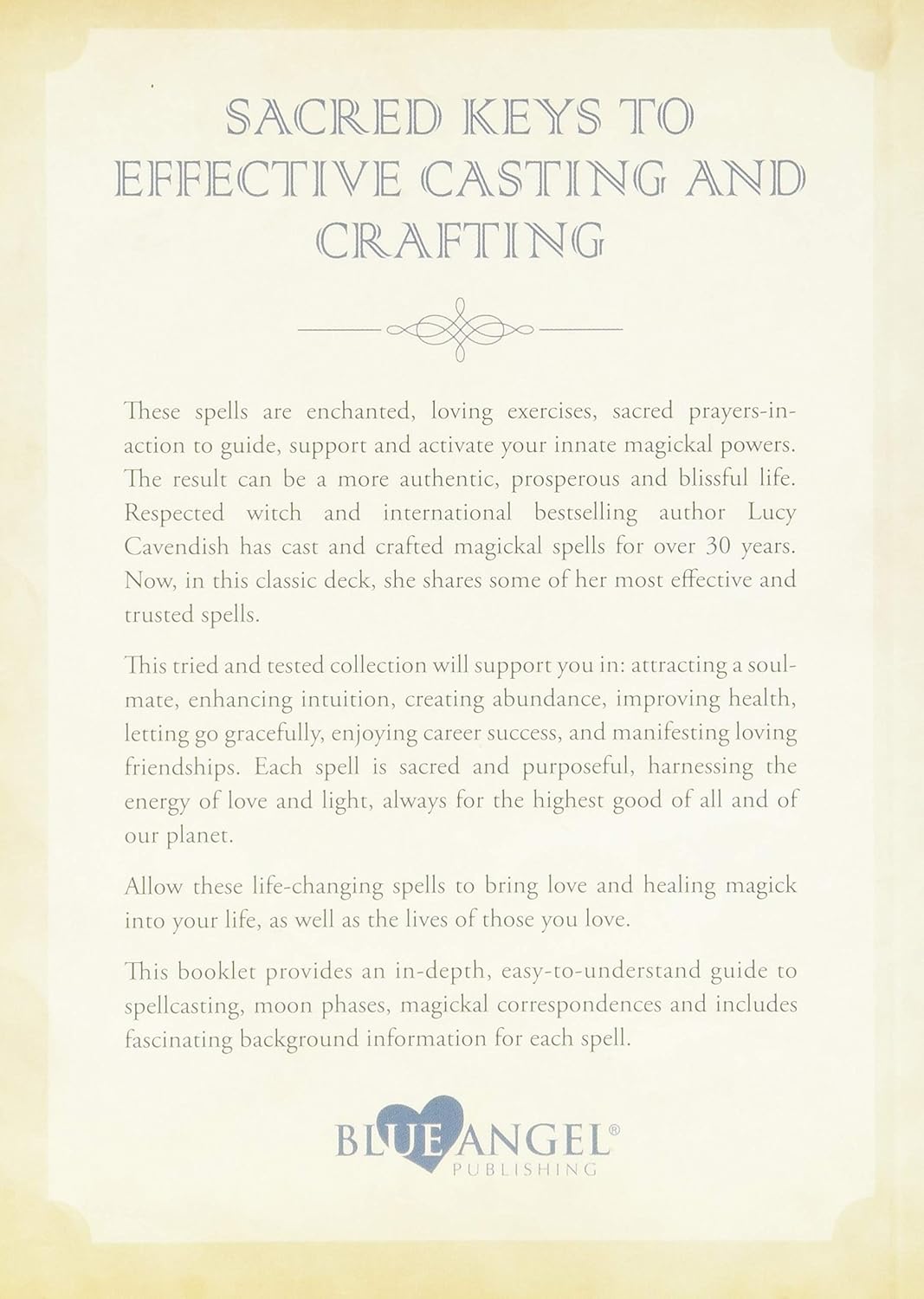 Book cover of 'Sacred Keys to Effective Casting and Crafting' by Blue Angel Publishing with text and logo.