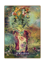 Decorative card with floral design and text '10 Garden' on a white background