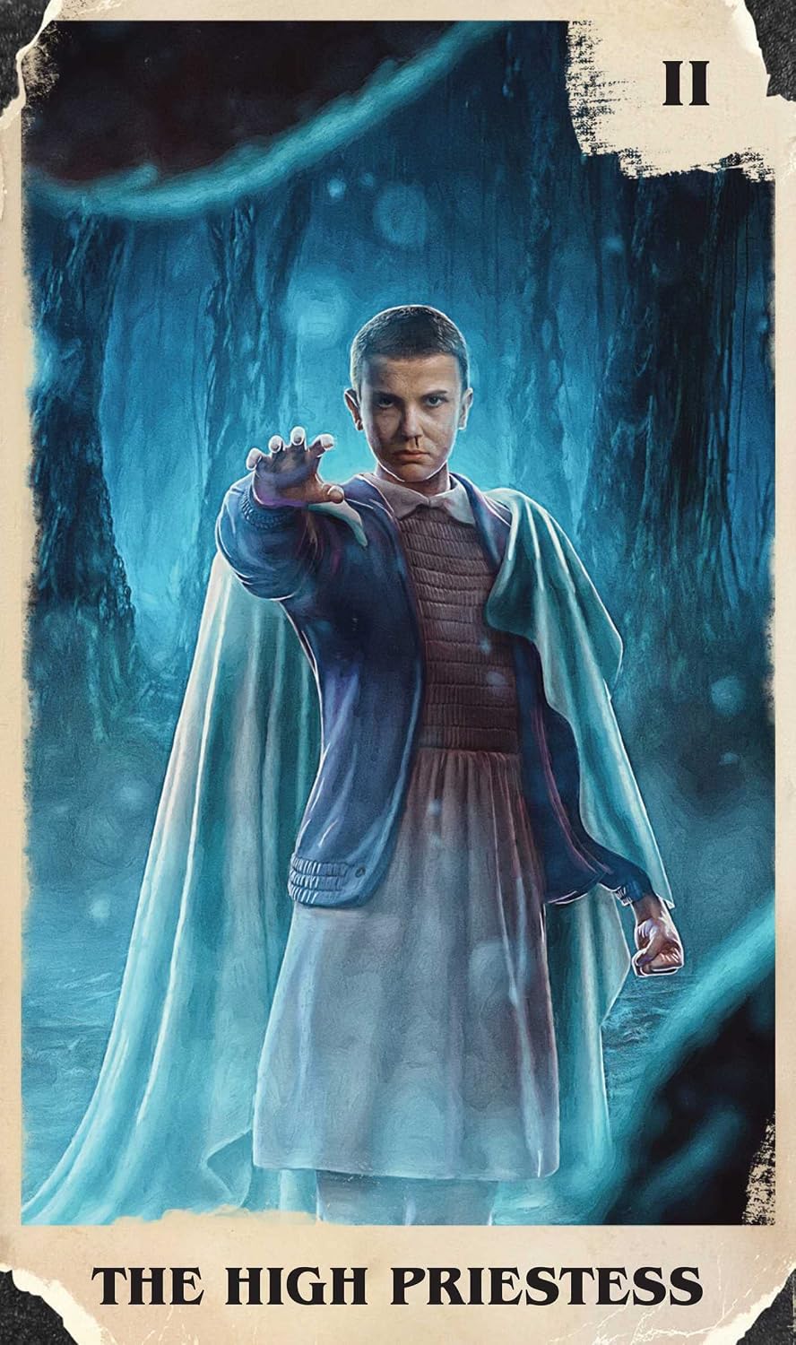 Character in a mystical outfit with a blue aura, labeled 'The High Priestess'.