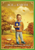 Book cover of 'Ace of Earth' with a boy holding a book in an autumn setting