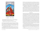 Book page with an illustration of a seer and text on a white background