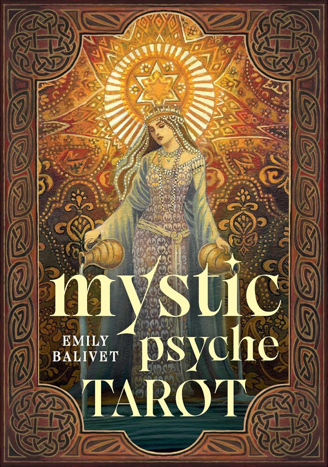 Cover of 'Mystic Psyche Tarot' with intricate design and central figure.
