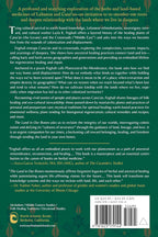 Back cover of the book 'The Land on Our Bones' by Dr. Natasha Nader, featuring a dark green background with white text, publisher logos at the bottom, and a barcode on the right.