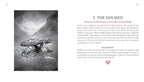 Black and white image of a dolmen with text on the right side.