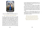 Card with angelic imagery and text on a book page