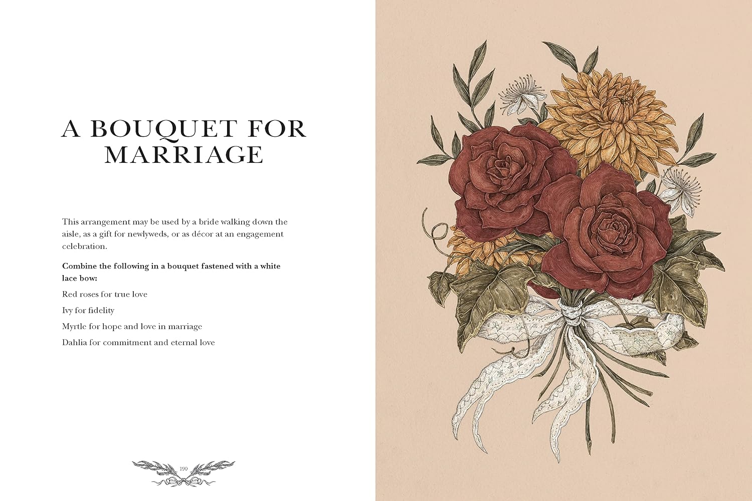 Floral arrangement with text on a beige background
