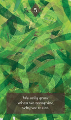 Green abstract pattern with a motivational quote and number 5