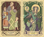 Two illustrated tarot-style cards shown side by side on a cream background. The left card is labeled '24.