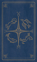 Decorative cover with animal illustrations on a blue background
