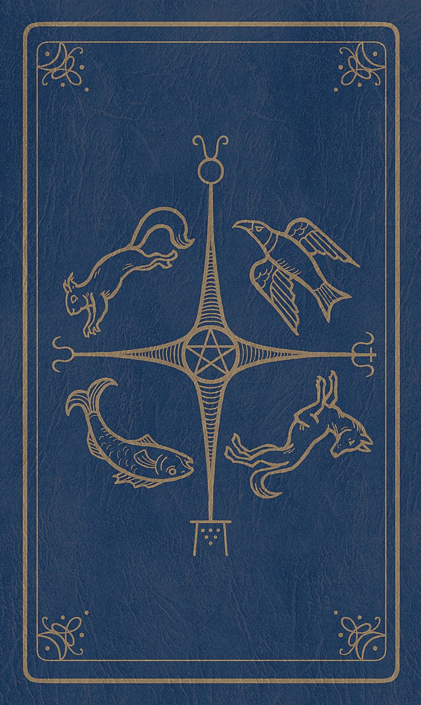 Decorative cover with animal illustrations on a blue background