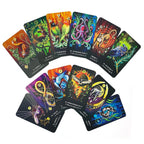 Set of colorful tarot cards with intricate designs on a white background