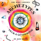Book cover of 'Archetypes Deck & Guidebook' by Kim Krans with colorful design and eye illustration.