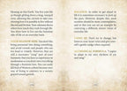 An open book showing two printed pages with black and gold text on a beige background, featuring decorative corner flourishes and page numbers 134 and 135.