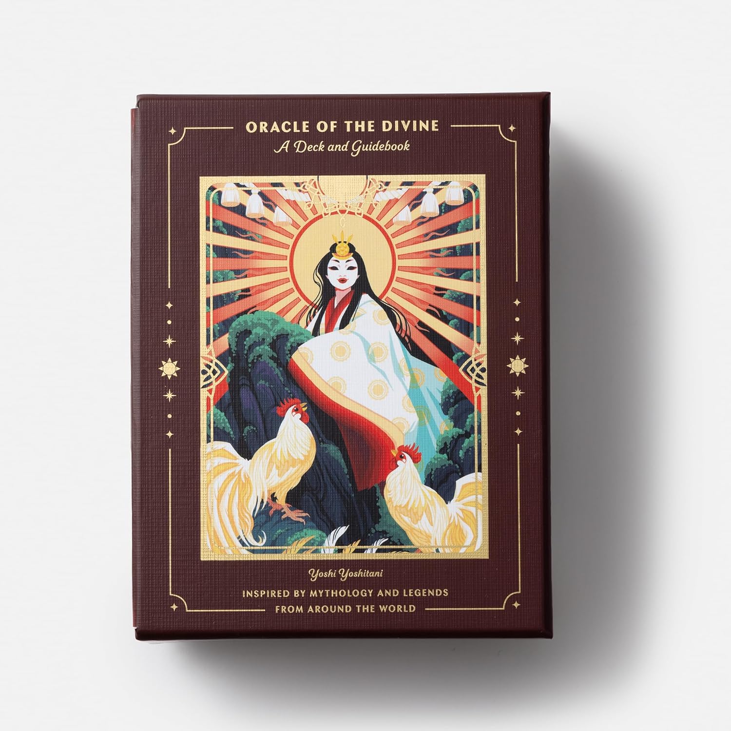 Book titled 'Oracle of the Divine' with a cover featuring a woman and chickens on a white background