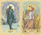 Two illustrated tarot-style cards shown side by side on a cream background. The left card is labeled 41.