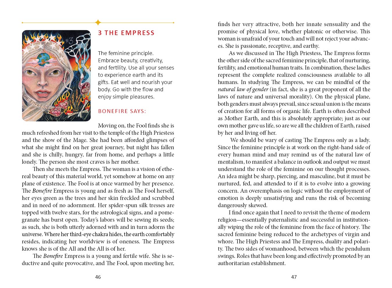 Page from a book or magazine featuring an illustration of a woman with a colorful headdress and text on a white background.